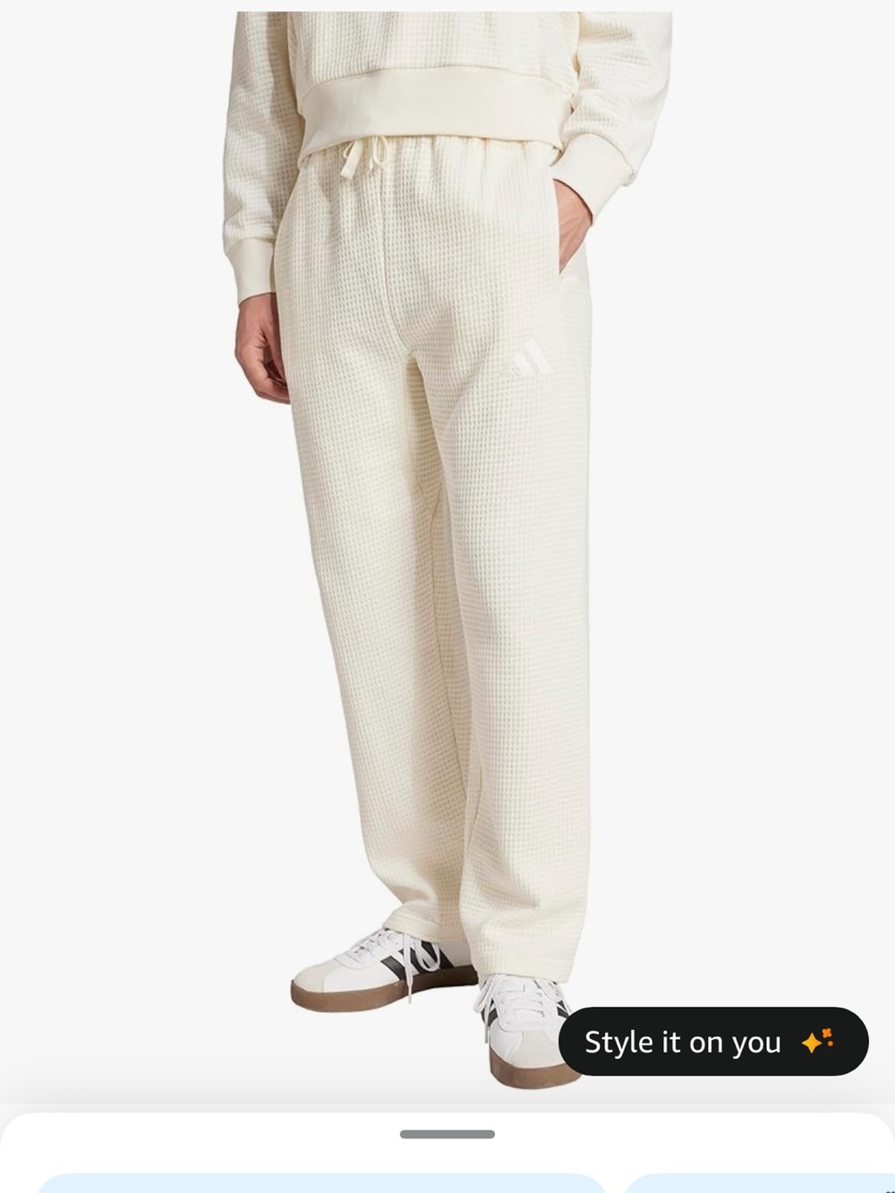 Adidas Waffle Knit Off White Loose Fit Pants Mens Size Medium NWT $65